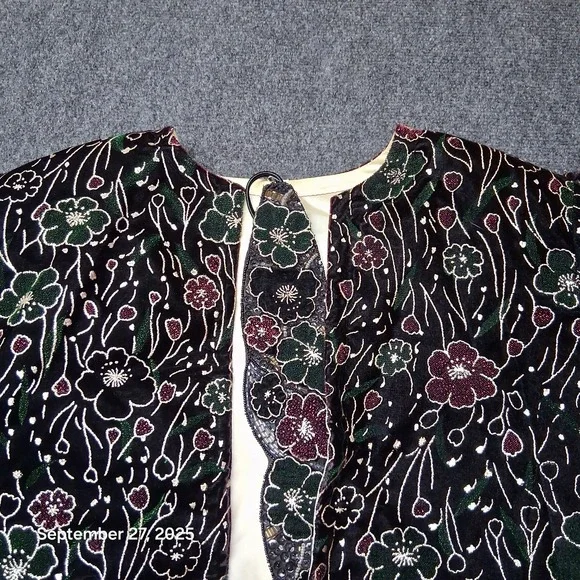 Sequin Jewelled Rodeo Cropped Blazer With Neck Guard - Picture 2 of 7